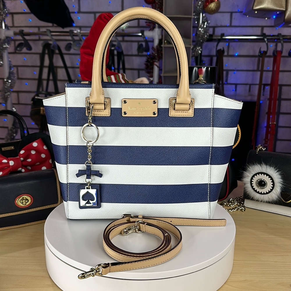 Kate Spade Navy and White Striped Bag